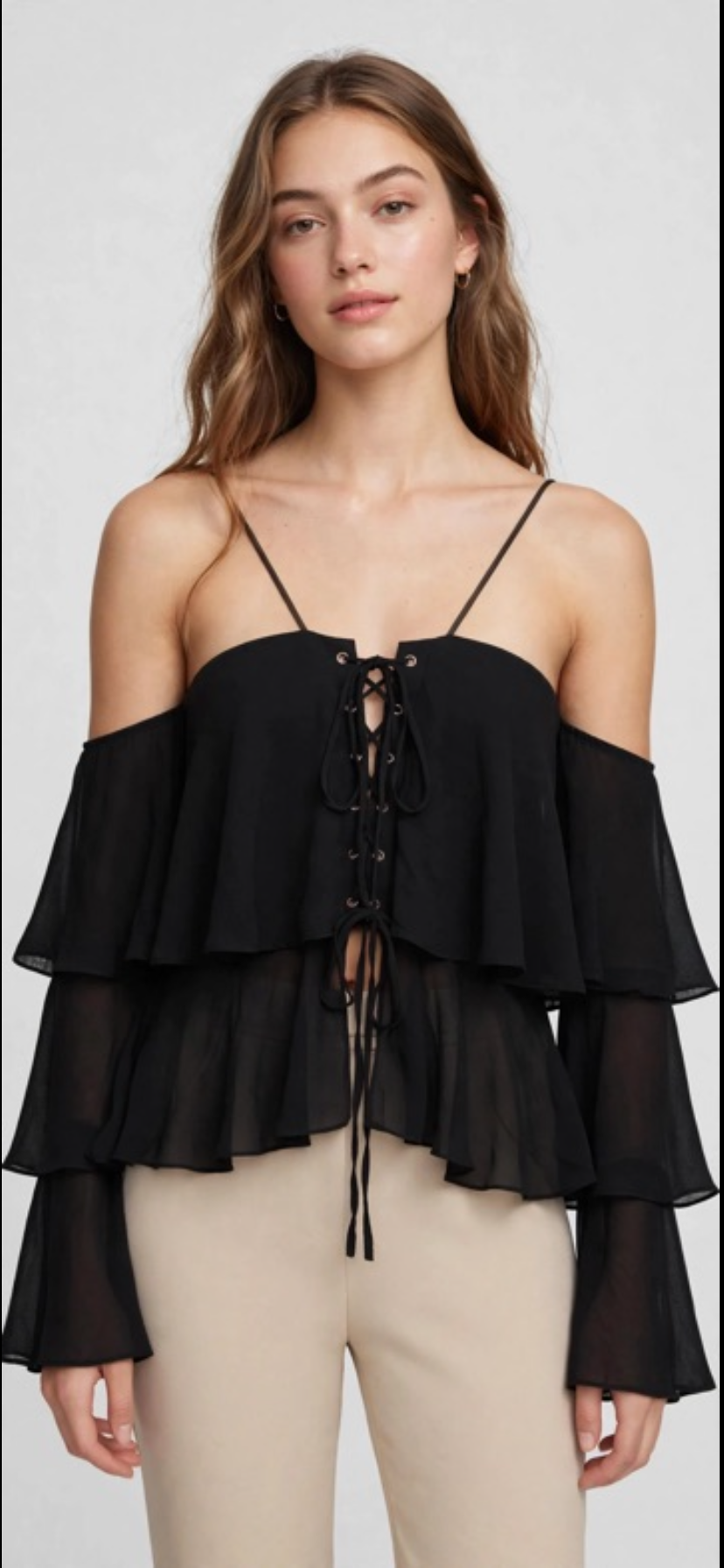 - Blusa Preta Boho com Amarração